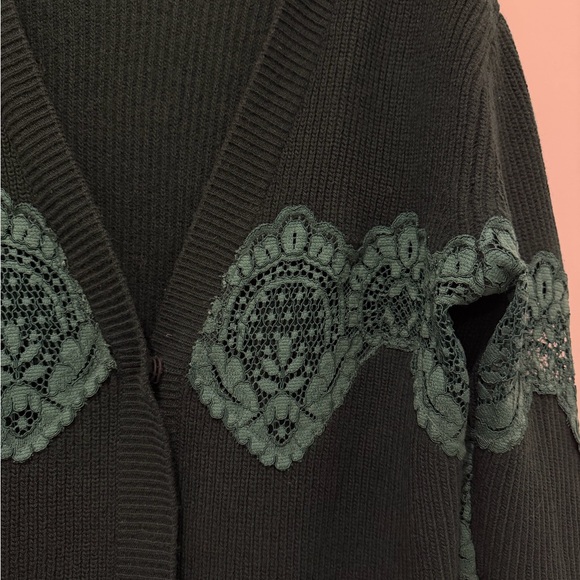 SANDRO | Lace-Trim Wool-Blend Cardigan - Picture 5 of 7